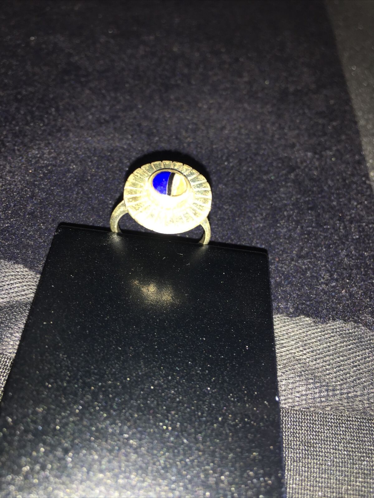 Navajo Lapis & Opal Ring | Authentic Native American Sterling Silver | Multi-Stone | Sz 5.5 | 01801