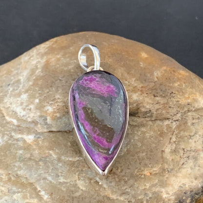 Navajo Purple Sugilite Pendant | Sterling Silver Pearls | 1.50" | Authentic Native American Handmade | 10932