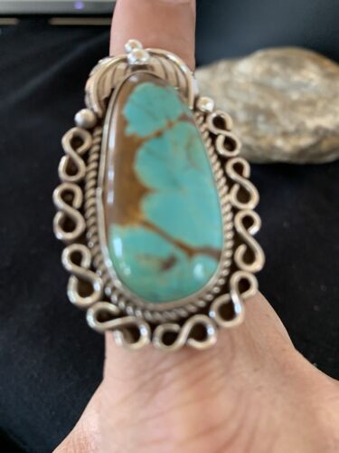 Native American Men's Navajo Blue Turquoise #8 Ring | Sterling Silver | Sz 9 | 00677
