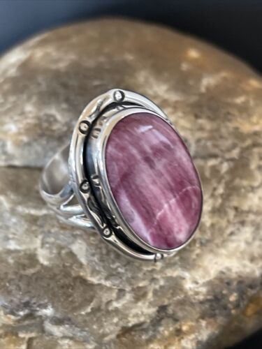 Navajo Turquoise Purple Spiny Oyster Ring | Sterling Silver | Sz 9 | Authentic Native American Handmade | 10297