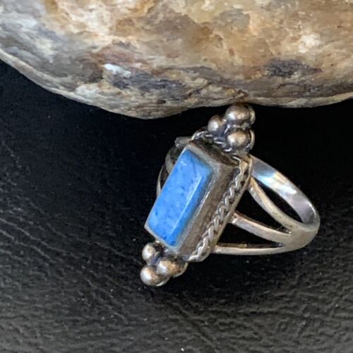 Women's Adjustable Navajo Denim Lapis Ring | Sterling Silver | Sz 5 | Authentic Native American Handmade | 12452
