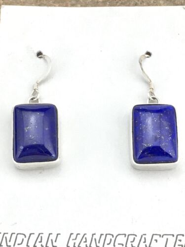 Southwestern Navajo Lapis Dangle Earrings | Sterling Silver | 0.75" | 1330