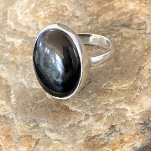 Native American Navajo Handmade Sterling Silver Black Onyx Ring | Sz 7 | 11619