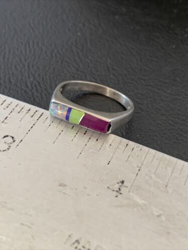Navajo Blue Turquoise Purple Sugilite Opal Inlay Ring | Sz 7 | Authentic Native American Handmade | 11150