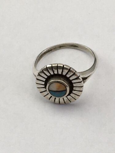 Navajo Opal & Turquoise Inlay Ring | Sterling Silver | Sz 7.5 | Authentic Native American Handmade | 1705
