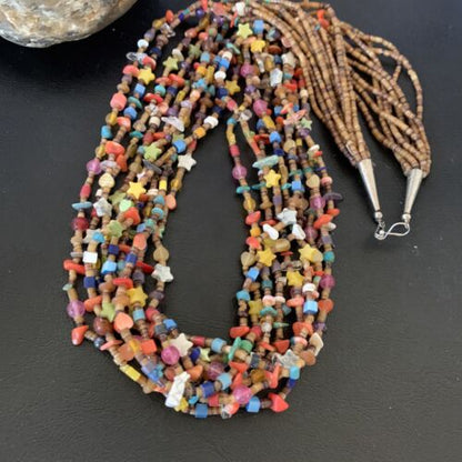 Southwestern Santo Domingo Red Coral Blue Turquoise Necklace | 28" | Authentic Native American Handmade | 12455