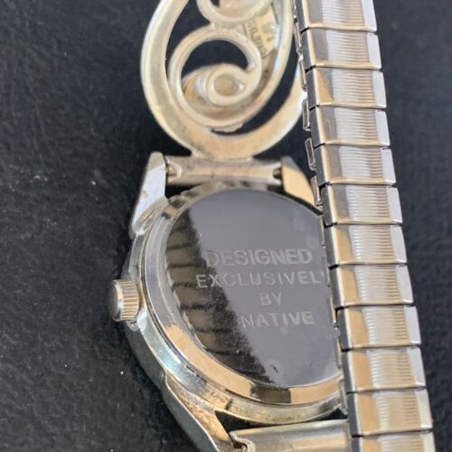 Authentic Navajo Sterling Silver Watch Tips with Black Onyx Band | Women's Feather Design | Native American Jewelry | 14042