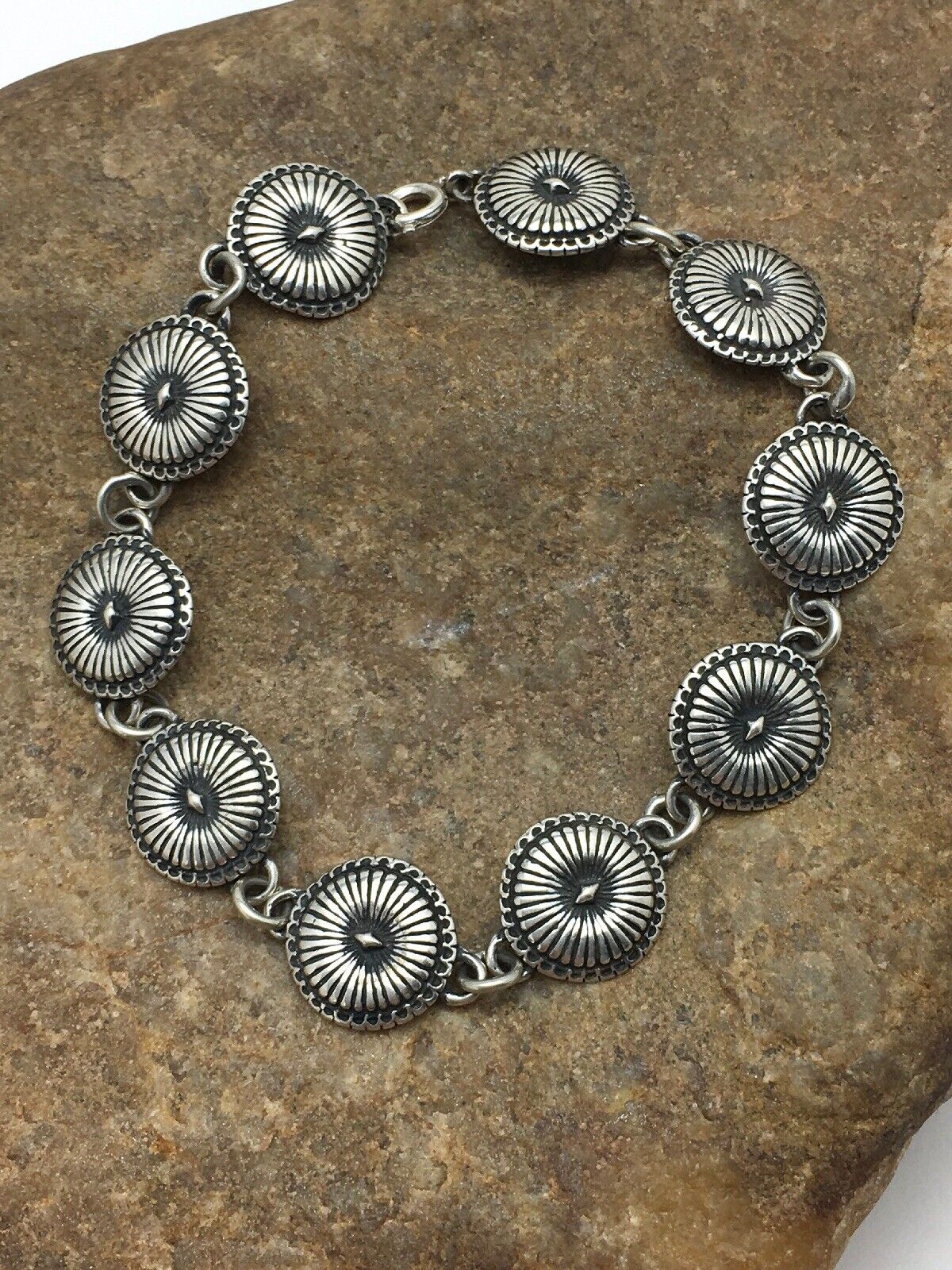 Native American Handmade Navajo Sterling Silver Link Bracelet | 7" | 3117