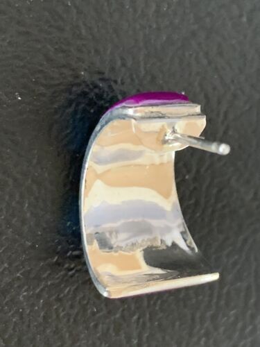 Navajo Turquoise Purple Sugilite Mother of Pearl Dangle Inlay Earrings | Sterling Silver | 12909