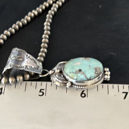 Navajo Blue Golden Hills Pendant Necklace | Sterling Silver | Authentic Native American Handmade | 14621