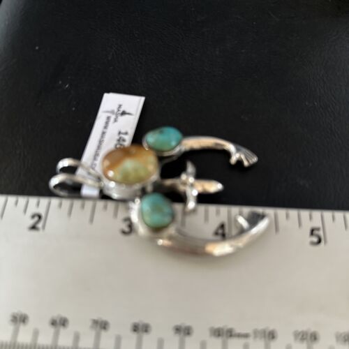 Navajo Sterling Silver Royston Turquoise Naja Pendant | Authentic Native American Handmade | 14666