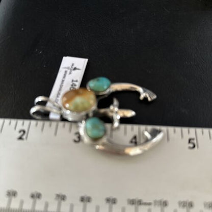 Navajo Sterling Silver Royston Turquoise Naja Pendant | Authentic Native American Handmade | 14666