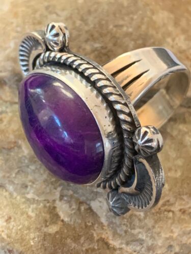Navajo Purple Sugilite Ring | Sterling Silver | Sz 7.5 | Authentic Native American Handmade | 4133