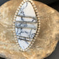 Navajo White Buffalo Turquoise Inlay Ring | Sterling Silver | Sz 9 | Authentic Native American Handmade | 12174
