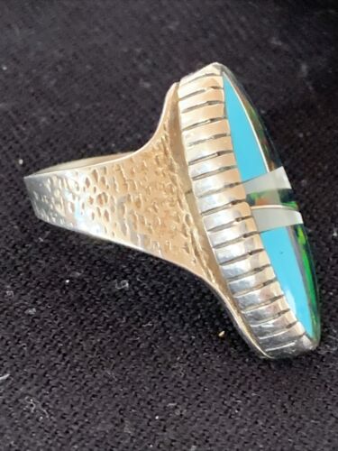 Multi-Color Opal & Turquoise Inlay Ring | Sterling Silver | Sz 8.5 | 01468