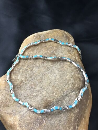 Navajo Sterling Silver Necklace | Spiderweb Turquoise Opal Inlay Pendant | 16" | 10251