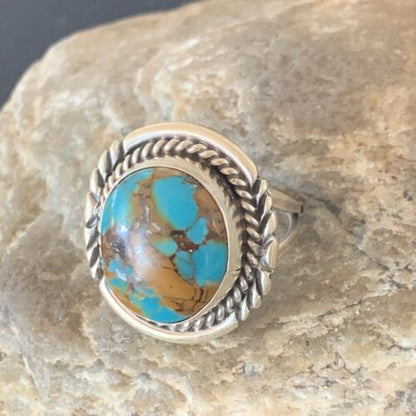 Southwestern Navajo Blue Kingman Turquoise Ring | Sterling Silver | Sz 7 | 11923