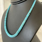 Navajo Blue Turquoise Heishi Necklace with Sterling Silver & Graduated Pearl Stab | Authentic Native American | 17" | 01184