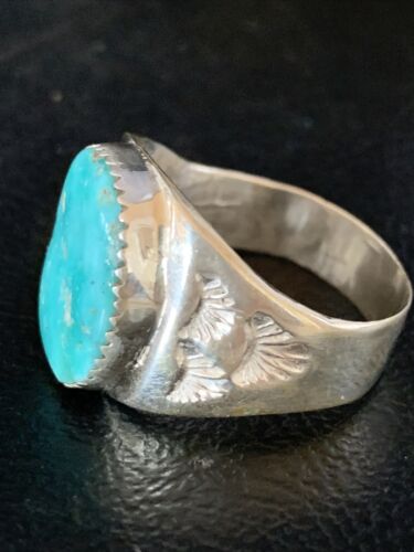 Southwestern Navajo Blue Kingman Turquoise Ring | Sterling Silver | Sz 12 | 14158