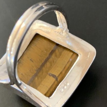 Native American Square Tigers Eye Ring | Sterling Silver | Sz 7 | 11433 - Masha USA