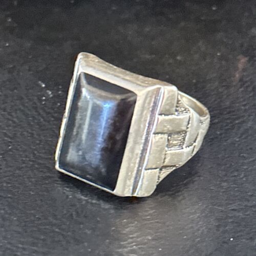 Native American Navajo Handmade Sterling Silver Black Onyx Ring | Sz 10 | 14443