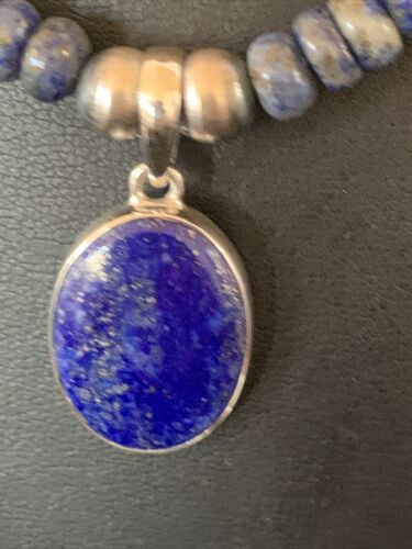 Native American Navajo Blue Lapis Pendant Necklace | Sterling Silver | Authentic Handmade | 12251