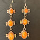 Navajo Orange Spiny Oyster Dangle Earrings | Sterling Silver | Authentic Native American Handmade | 1231