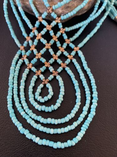 Santo Domingo Turquoise Heishi 5-Strand Necklace | Sterling Silver & Gold-Filled | 12073