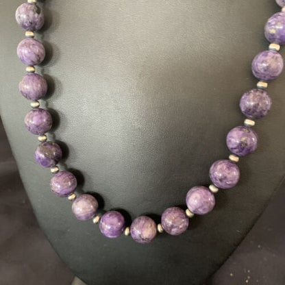 Navajo Purple Charoite Necklace | Sterling Silver | 20" | Authentic Native American Handmade | 11961