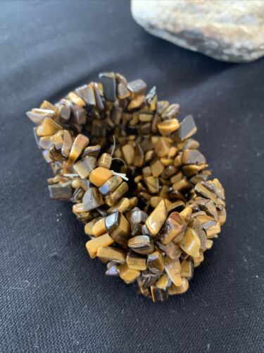 Native American Multi-Stone Bracelet | Tiger's Eye & Coffee Bead | Stretchable | Handmade | 1409
