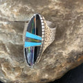 Men's Navajo Multi-Color Opal Turquoise Inlay Ring | Sterling Silver | Sz 7.5 | 13571