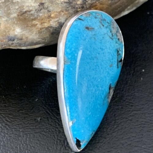 Navajo Blue Kingman Turquoise Ring | Sterling Silver | Sz 10 | Authentic Native American Handmade | 11728 - Masha USA
