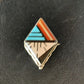 Authentic Native American Zuni Necklace & Pin | Sterling Silver with Blue Turquoise, Coral, Mother of Pearl | 13696