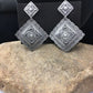 Handmade Sterling Silver Stamped Earrings | Navajo | Authentic Native American Jewelry | 2.75" | 01725