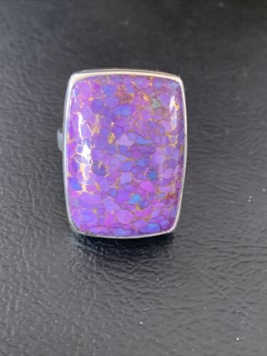 Adjustable Navajo Purple Mojave Turquoise Ring | Sterling Silver | Sz 9 | 11603