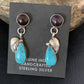 Navajo Purple Sugilite and Blue Turquoise Dangle Leaf Earrings | Sterling Silver | Native American Handmade | 13454