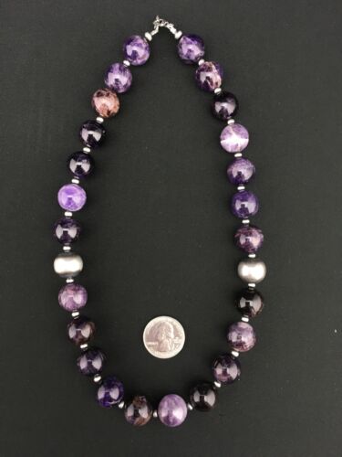 Navajo Purple Amethyst Necklace | Sterling Silver | Native American Handmade | 19" | 1281
