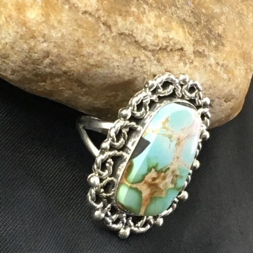 Southwestern Sterling Silver Blue Royston Turquoise Ring | Sz 8 | 10196