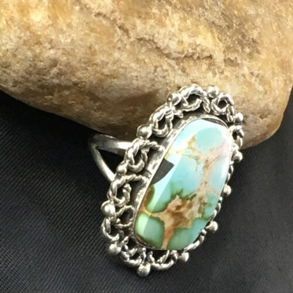 Southwestern Sterling Silver Blue Royston Turquoise Ring | Sz 8 | 10196