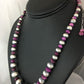 Rare Sugilite Sterling Silver Necklace | Navajo Unisex 19" Single Strand | Graduated | Southwestern