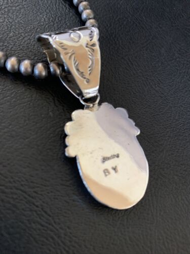 Navajo Orange Spiny Oyster Pendant Necklace | Sterling Silver | Authentic Native American Handmade | 13083