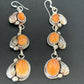 Stunning Handmade Navajo Orange Spiny Oyster Dangle Earrings | Sterling Silver | Authentic Native American | 1226