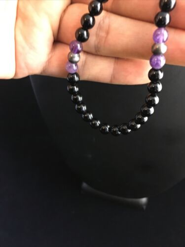 Navajo Black Onyx Necklace for Men | Sterling Silver | 18" | Authentic Native American Handmade | 10028 - Masha USA