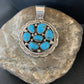 Navajo Blue Turquoise and Multi-Stone Round Cluster Pendant | Authentic Native American Sterling Silver | 2" | 2096
