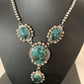 Navajo Lariat Spiderweb Turquoise Pendant Necklace | Sterling Silver | 25" | Authentic Native American Handmade | 1337