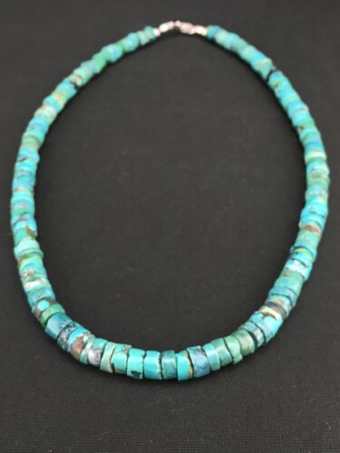 Navajo Turquoise Heishi Bead Necklace | Sterling Silver | 20" | Authentic Native American Handmade | 3286