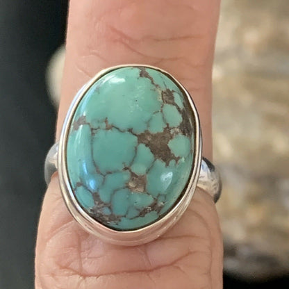 Navajo Spiderweb Blue Turquoise Ring | Sterling Silver | Sz 6 | Authentic Native American Handmade | 11426