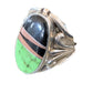 Native American Gaspeite, Onyx & Opal Inlay Ring | Sterling Silver | Sz 7 | 01488