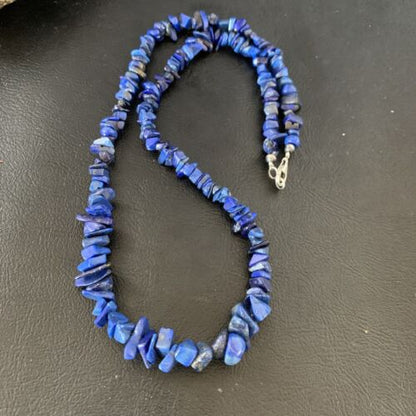 Native American Men's Navajo Lapis Nuggets Necklace | Sterling Silver | 20" | 14412