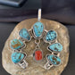 Navajo Coral Spiderweb Turquoise Pendant | Authentic Native American Sterling Silver | Naja | 02226